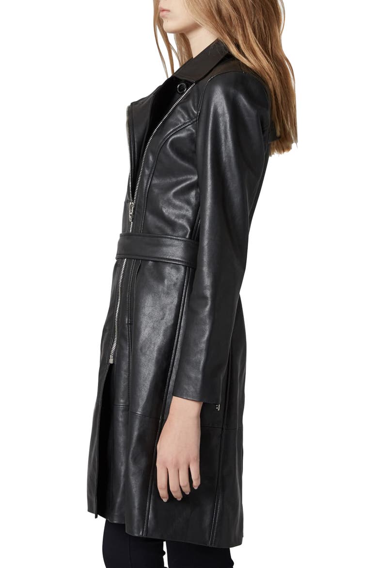 Faux Leather Trench Coat, Alternate, color, PUNISHER
