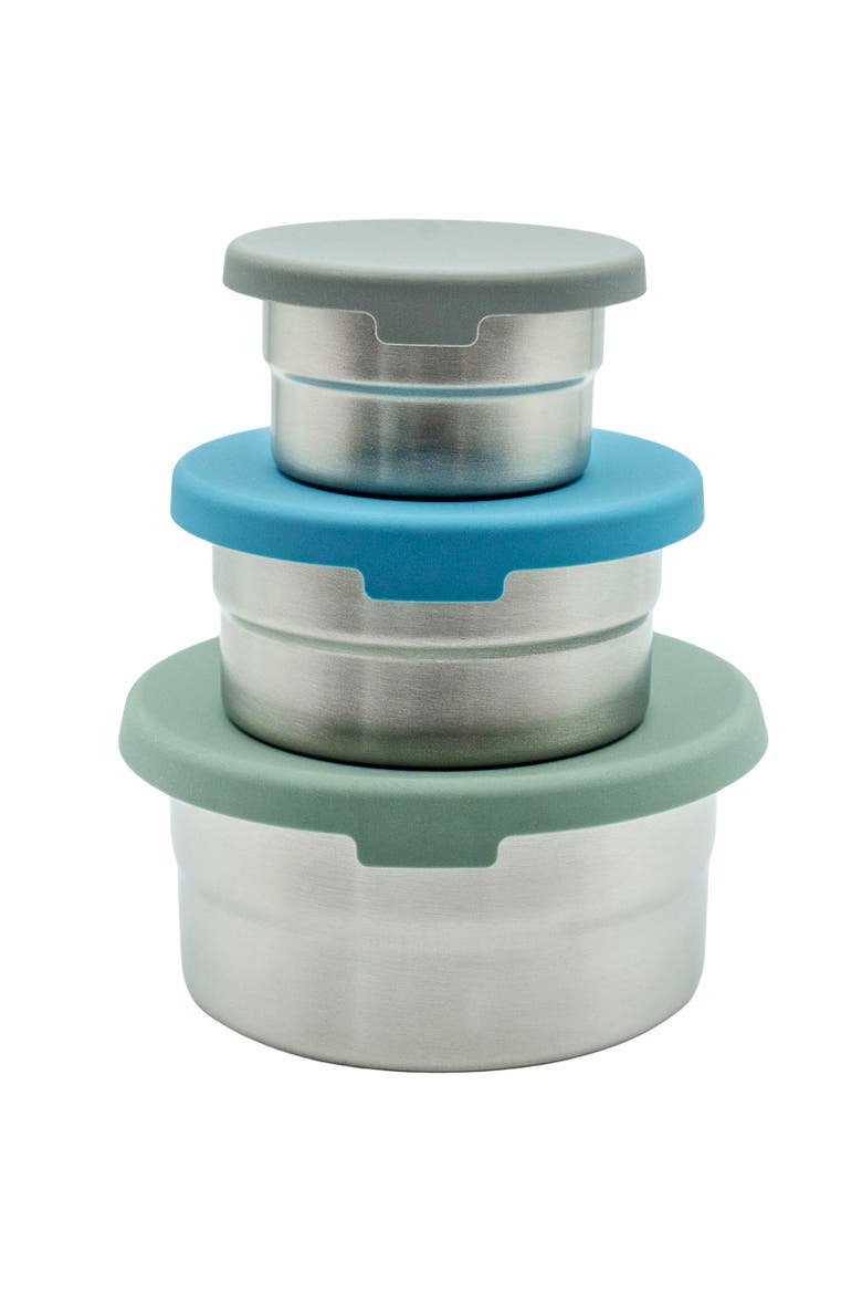 Stainless Steel Food Storage Containers, Leakproof Silicone Lids, BPA-Free - Set of 3, Main, color, Matte Blue/Dark Gray/Green