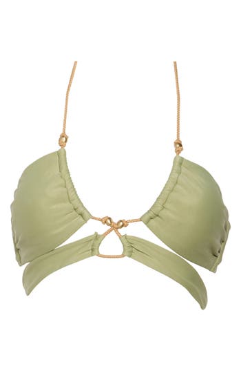 Vix Swimwear Halter Bikini Top In Olivine
