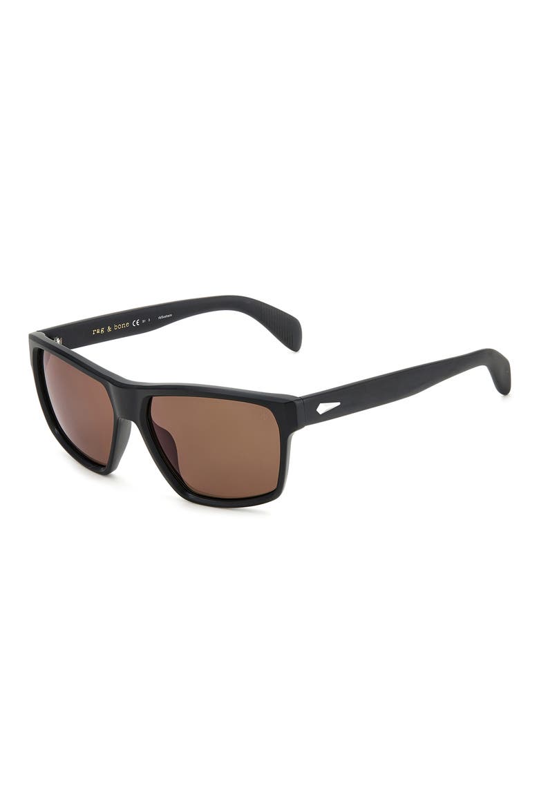 58mm Rectangular Sunglasses, Alternate, color, MATTE BLACK