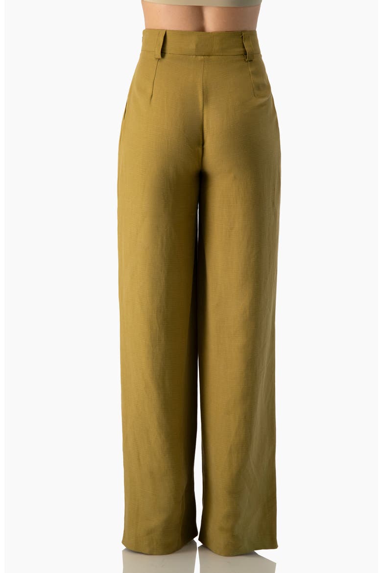 Fluid High-Waist Wide-Leg Woven Pleated Trousers, Alternate, color, Green