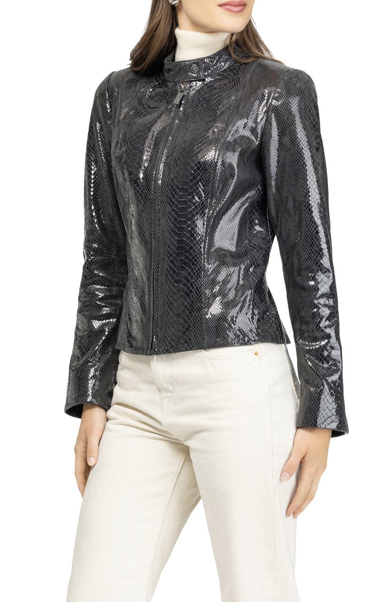 GORSKI Metis Suede Pythn Printed Zip Jacket, Alternate, color, Anthracite