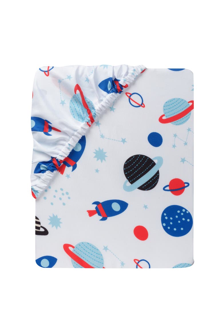 Space Galaxy Microfiber Baby/Toddler Fitted Crib Sheet, Alternate, color, White
