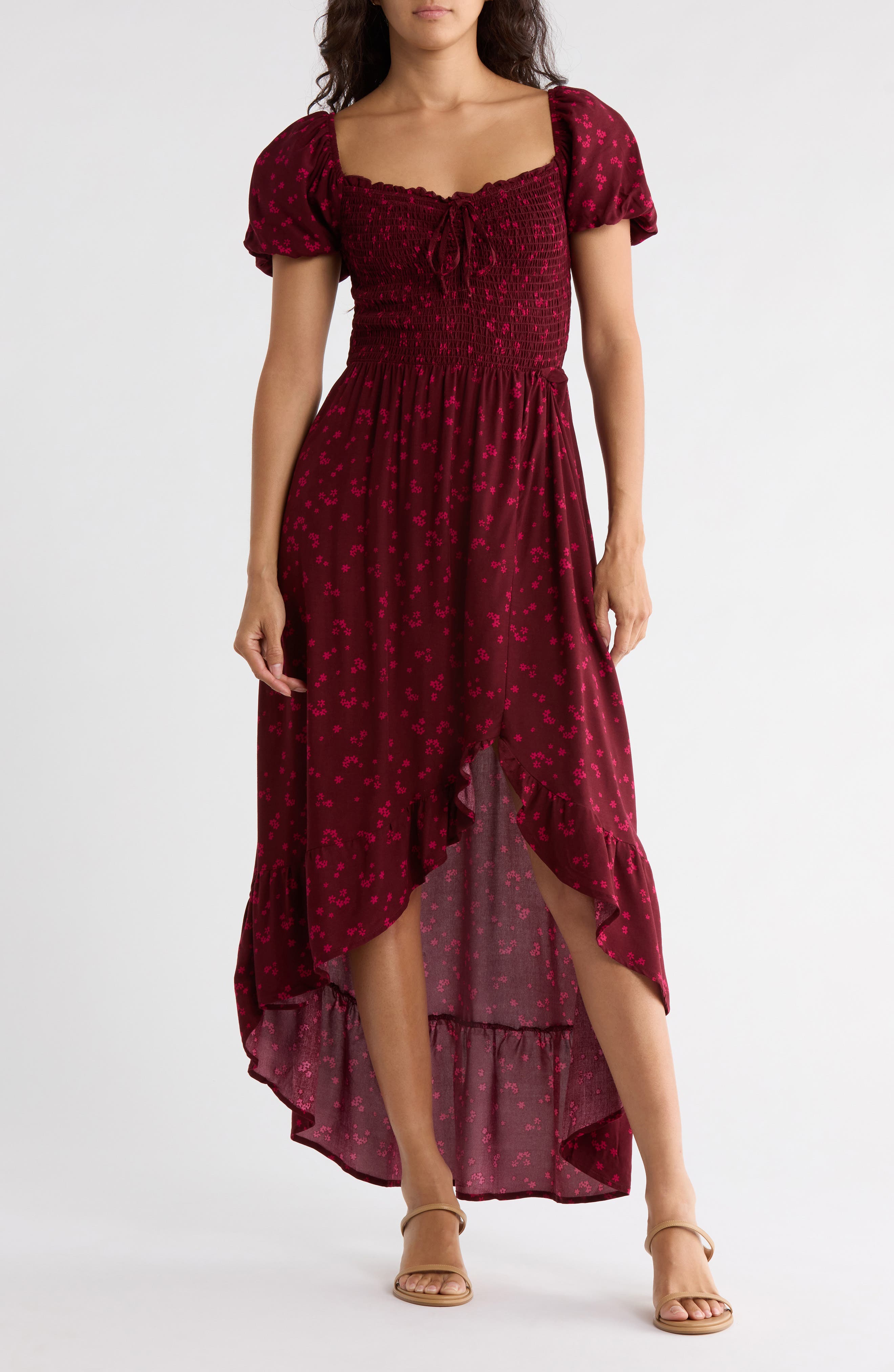 Madden Girl Puff Sleeve High Low Dress (Women) | Nordstromrack