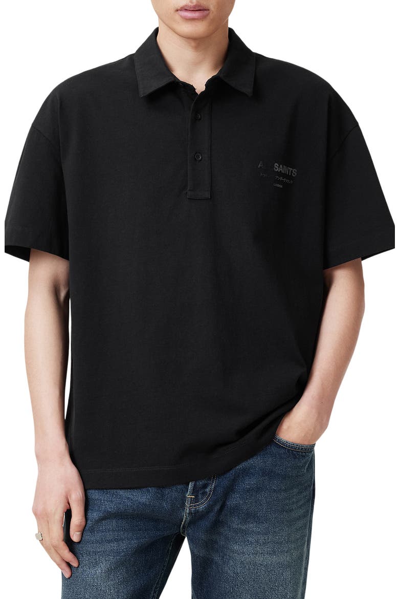Xander Logo Graphic Polo, Main, color, JET BLACK