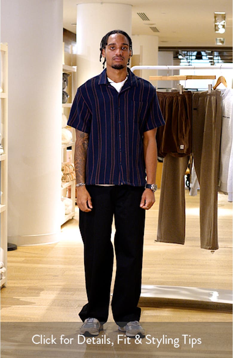 Bunker Stripe Cotton Waffle Camp Shirt, sales video thumbnail