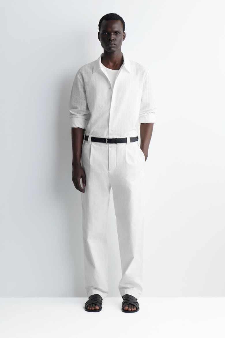 Checked Cotton Jacquard Shirt, Alternate, color, WHITE