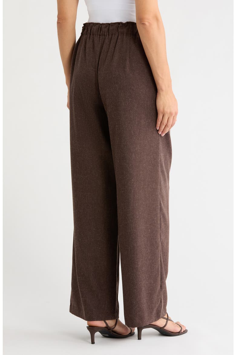 Waist Tab Pleated Front Wide Leg Pants, Alternate, color, BROWN MELANGE