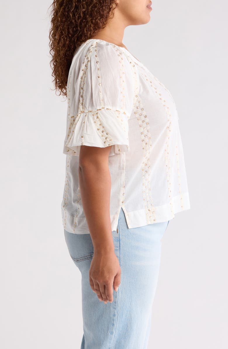 Wit & Wisdom Sequin Stripe Cotton Top, Alternate, color, 