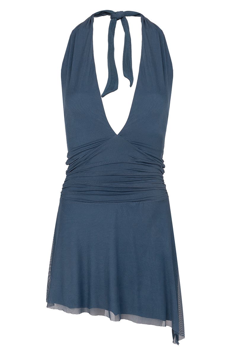 ViX Paula Hermanny Nina Shirred Mesh Cover-Up Minidress, Alternate, color, Blue