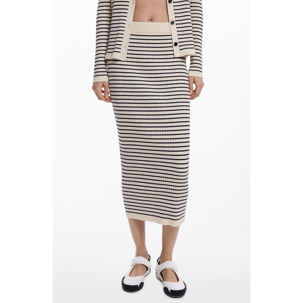 Desigual Stripe Rib Midi Sweater Skirt In Animal Print