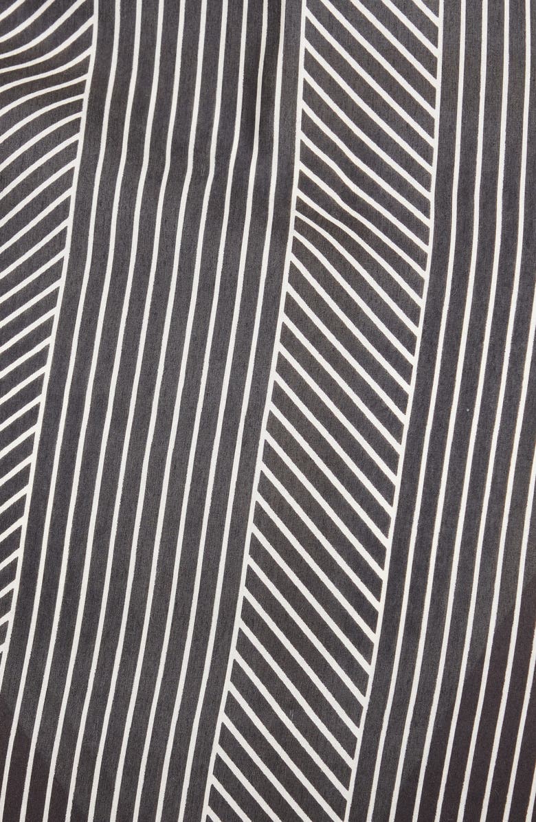 TOTEME Stripe Monogram Print Organic Cotton & Silk Cover-Up Sarong, Alternate, color, Black