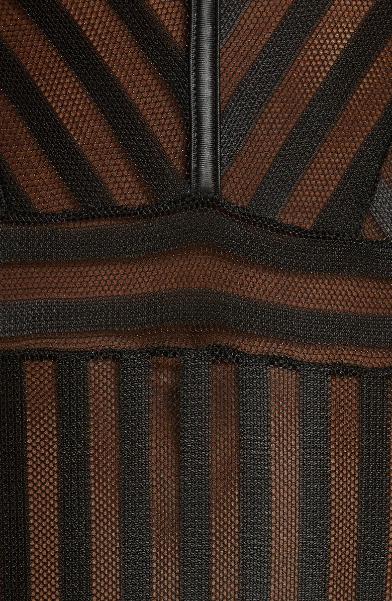 Mapale Stripe Mesh Bodysuit, Alternate, color, Black