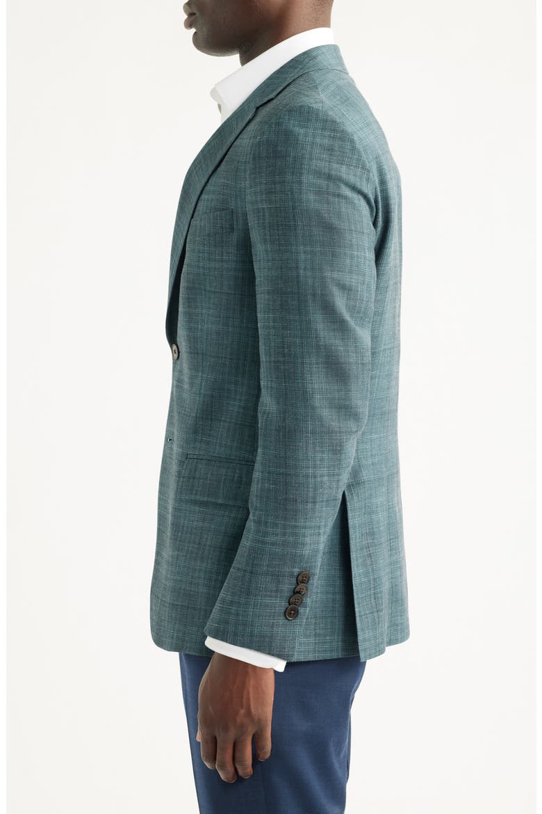 Hartford Classic Fit Teal Plaid Wool Blend Sport Coat, Alternate, color, GREEN