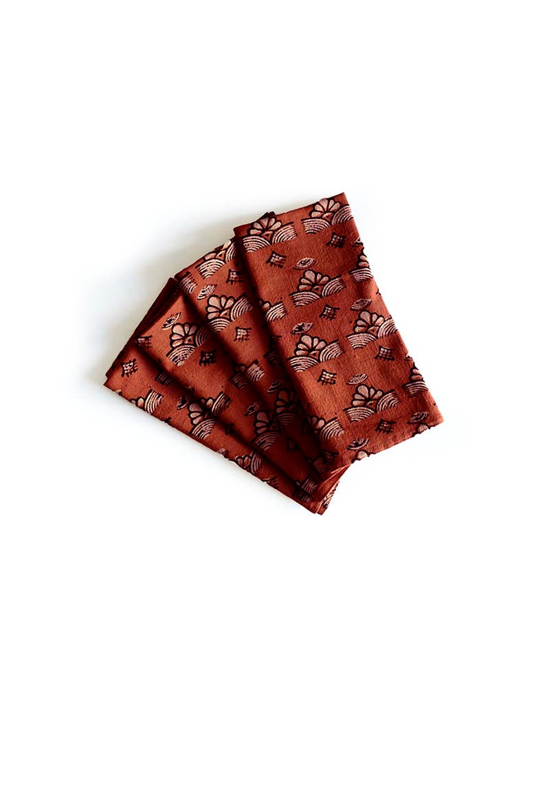 Cotton Dining Napkins (Set of 4) - Topha, Alternate, color, Red & Natural