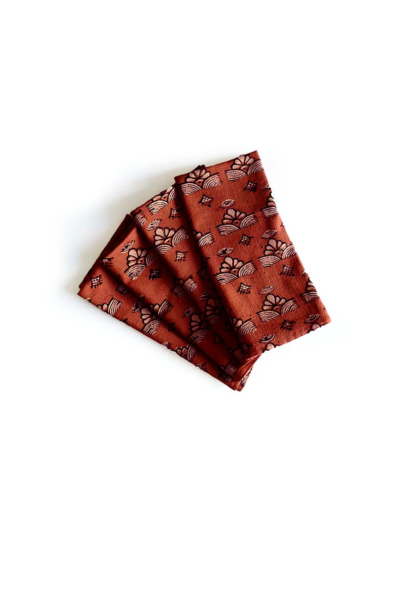 Ichcha Cotton Dining Napkins (Set of 4) - Topha, Alternate, color, Red & Natural
