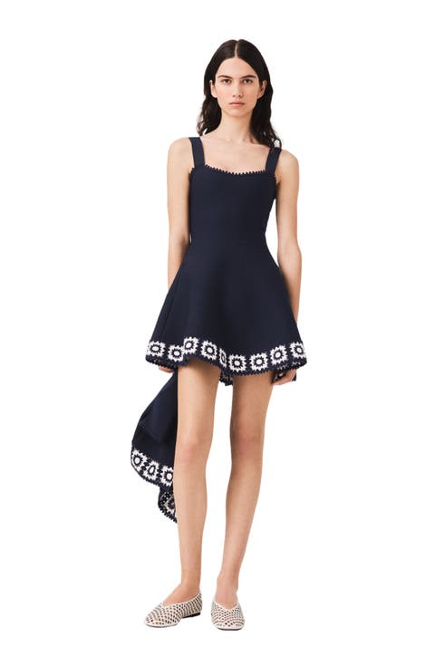 Dress with crochet panels
