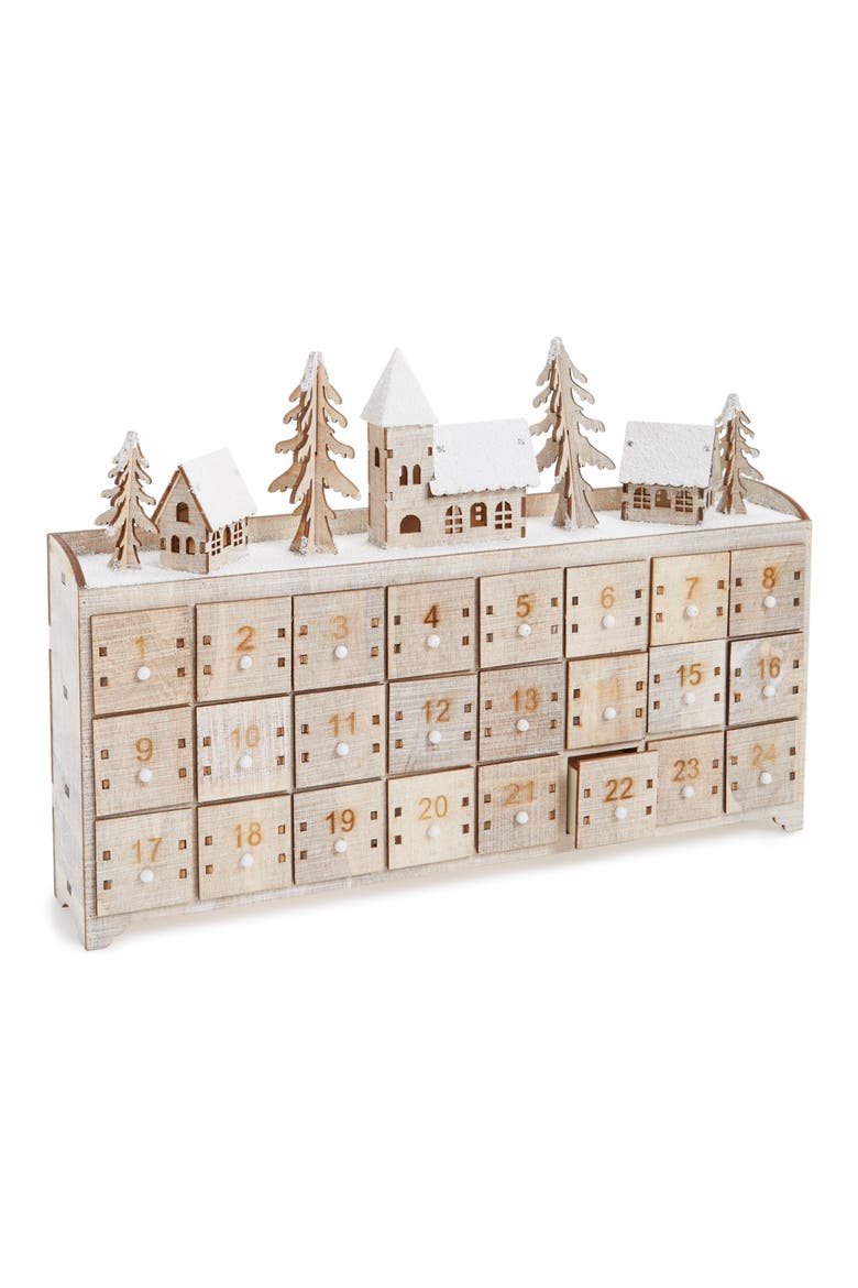 Light-Up Advent Calendar, Main, color, NATURAL WOOD