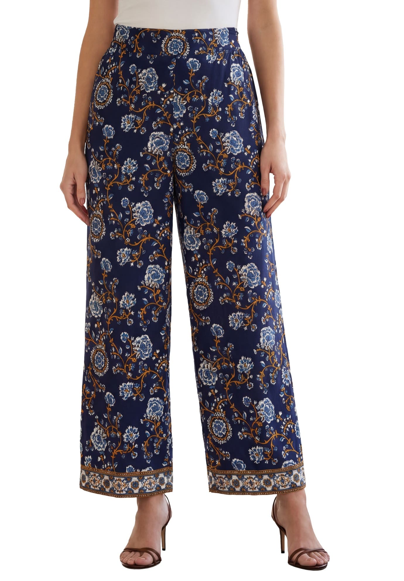 NAVY VINE FLORAL BORDER