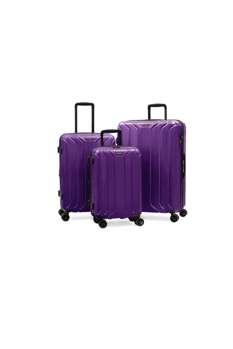 New York Elite 3 Piece (20"/24"/28") Luggage Set With 3 Packing Cubes, Main, color, Purple