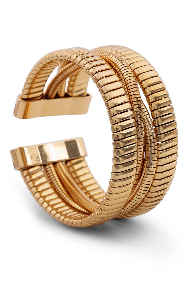 Multirow Snake Chain Cuff Bracelet, Main, color, GOLD