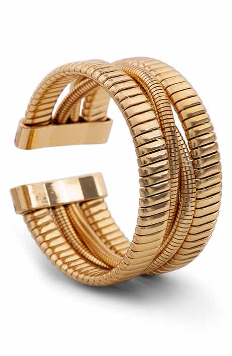 Multirow Snake Chain Cuff Bracelet