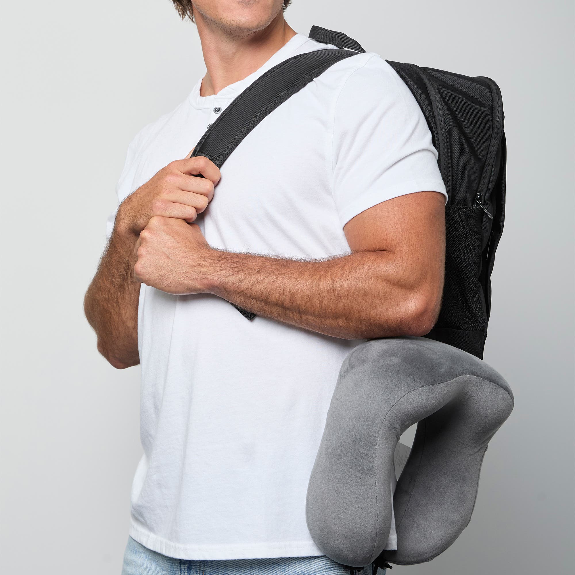 Members Only Memory Foam Travel Neck Pillow, Alternate, color, Black