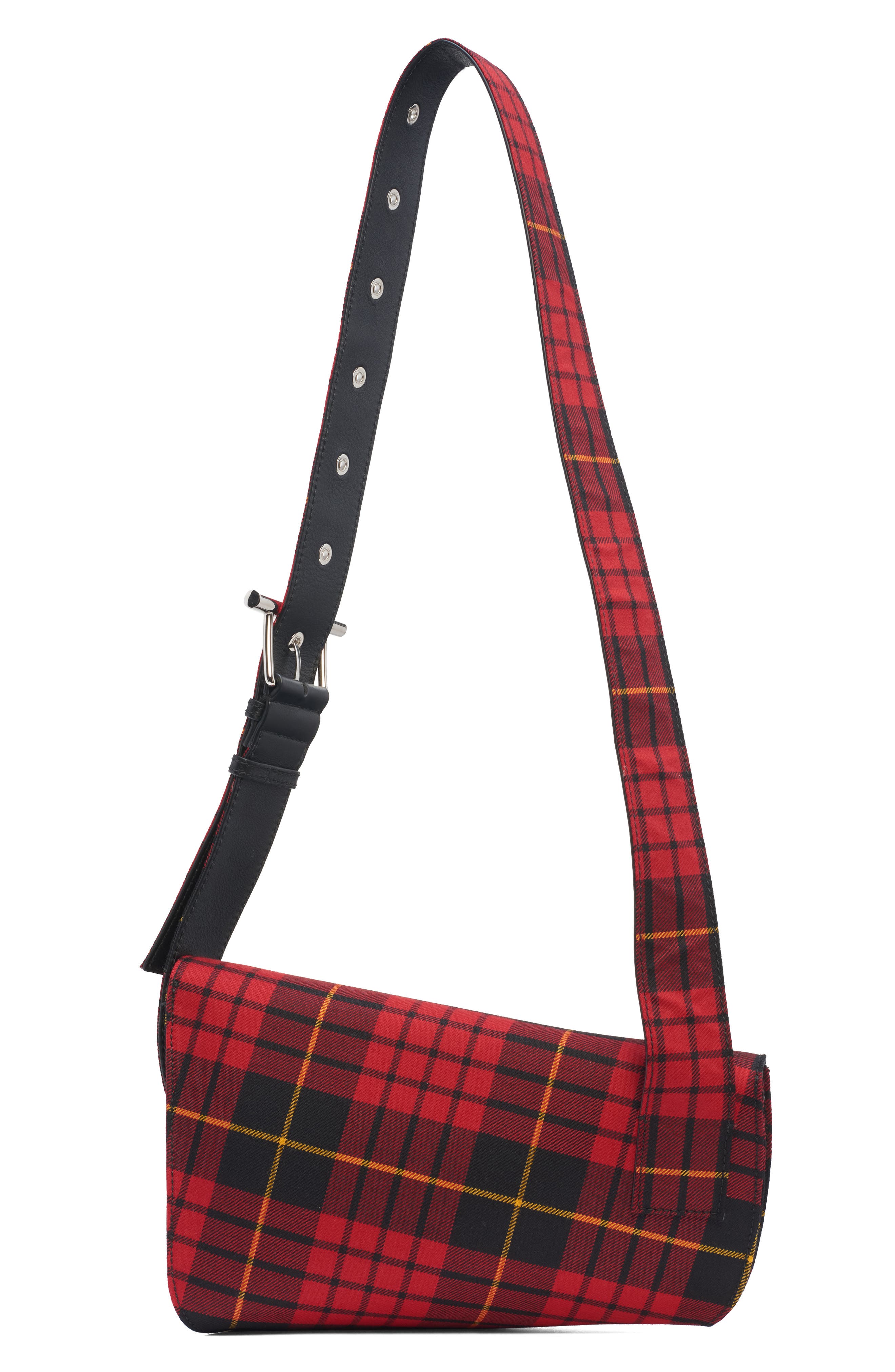 McQueen Large T-Bar Sling Asymmetric Crossbody Bag, Alternate, color, Multi Red/ Silver