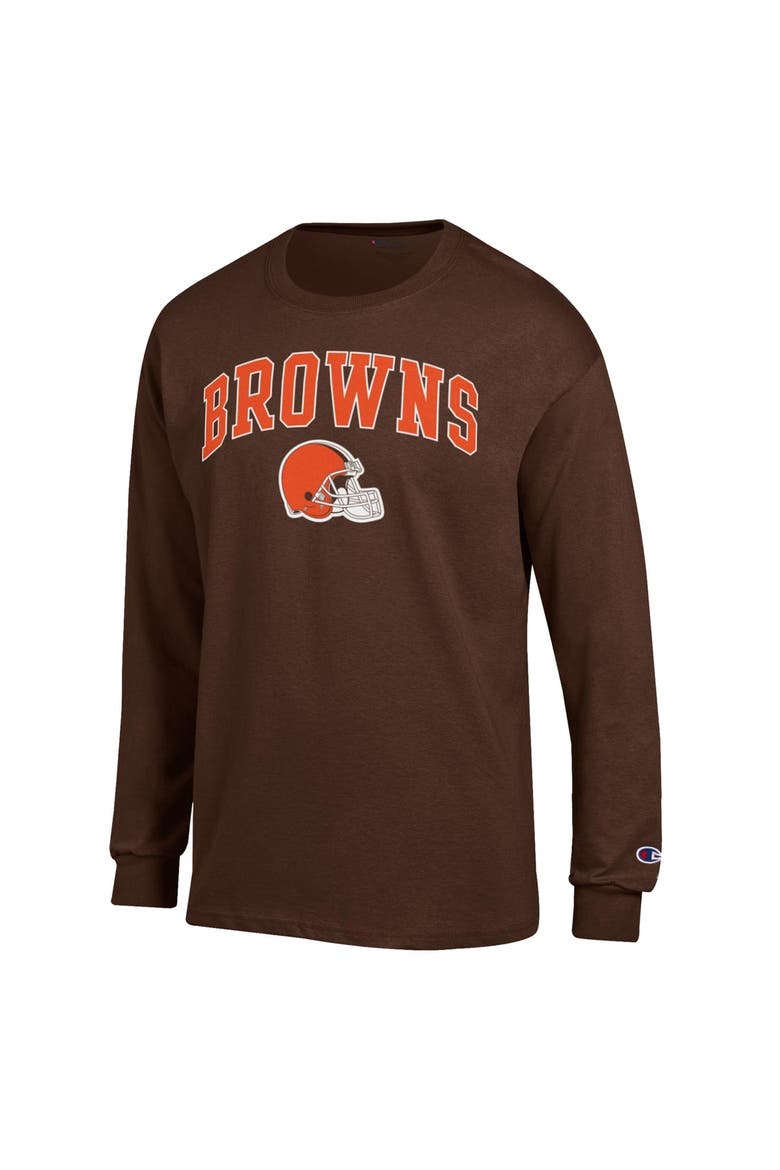 Men's Champion Brown Cleveland Browns Arch Over Logo Long Sleeve T-Shirt, Alternate, color, Brown