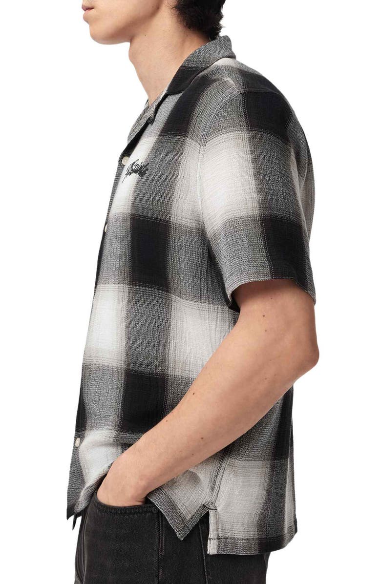 AllSaints Fade Out Plaid Camp Shirt, Alternate, color, Whisper Grey