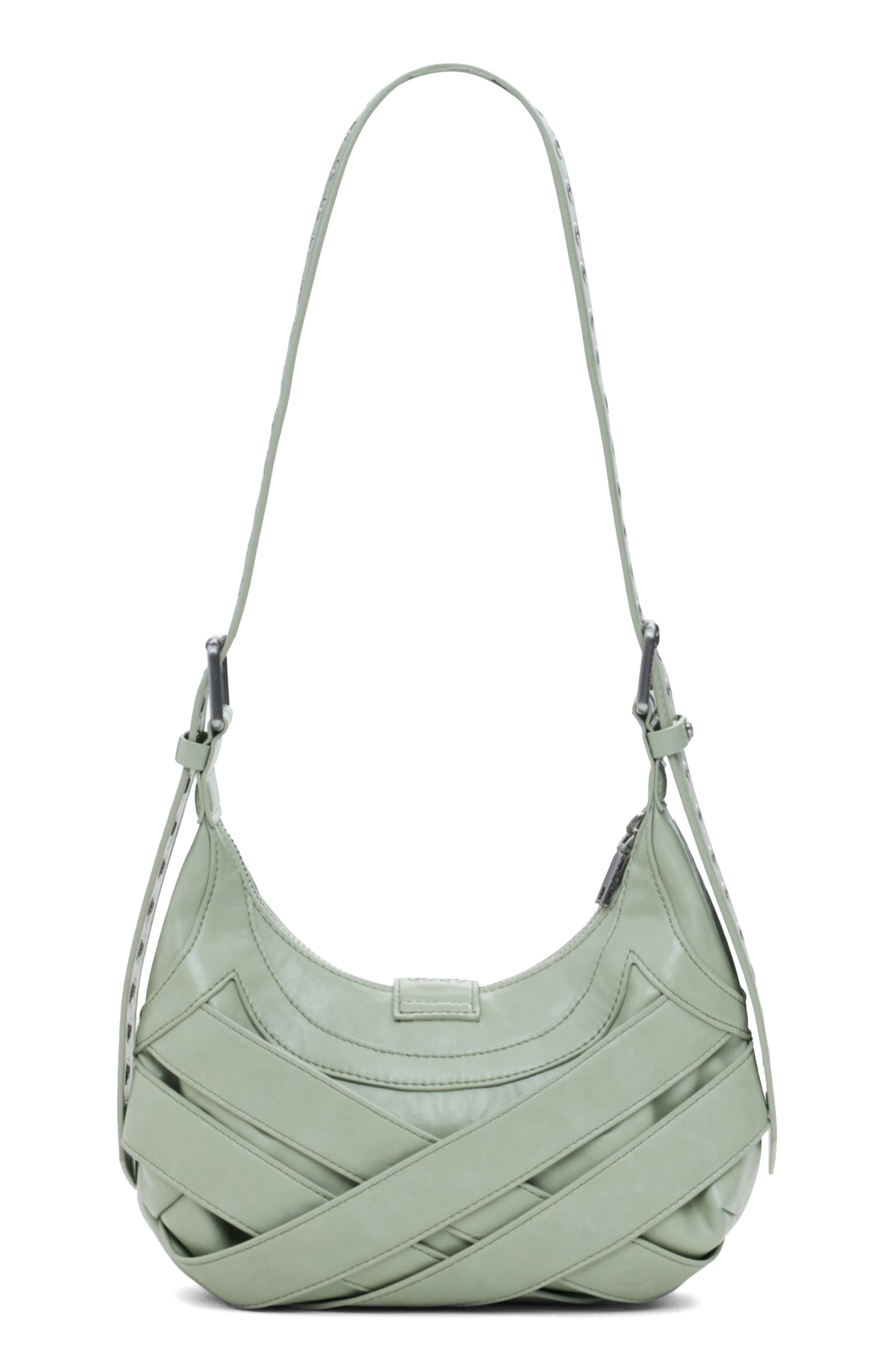 Desigual Grommet Trim Faux Leather Shoulder Bag, Alternate, color, Green