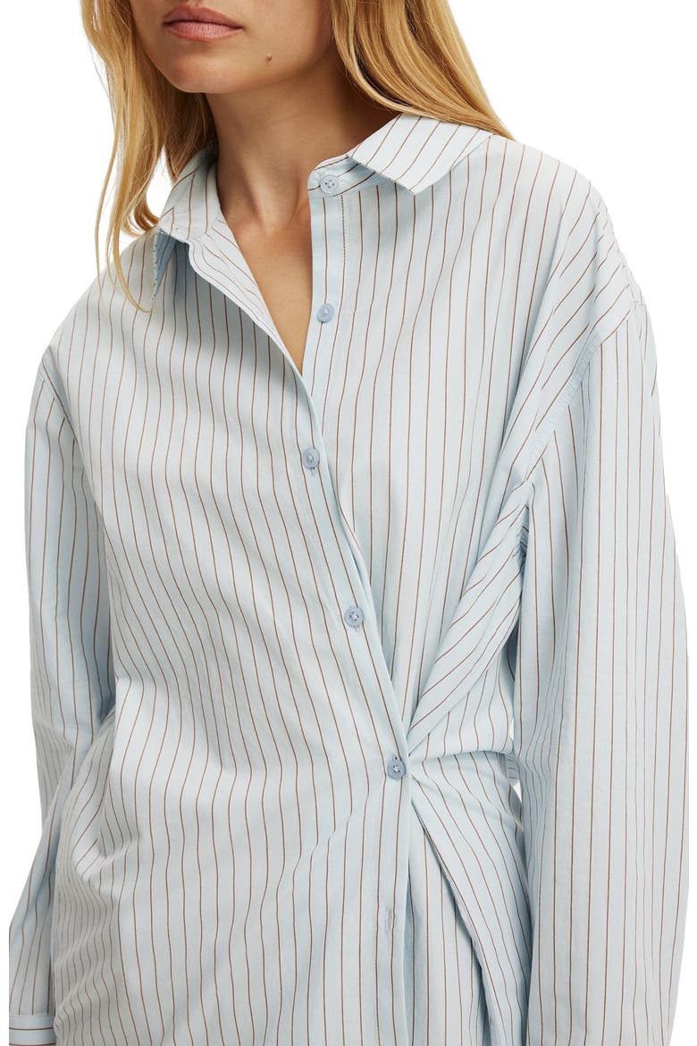 Women's Ella Wrap Long Sleeve Shirt, Alternate, color, Skyway Blue Pinstripe