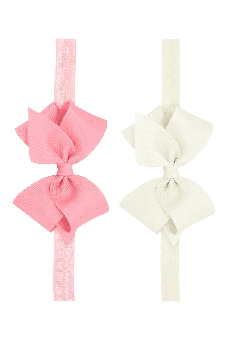 2-Pack Grosgrain Bow Headbands, Alternate, color, ANTIQUE WHITE/ PINK