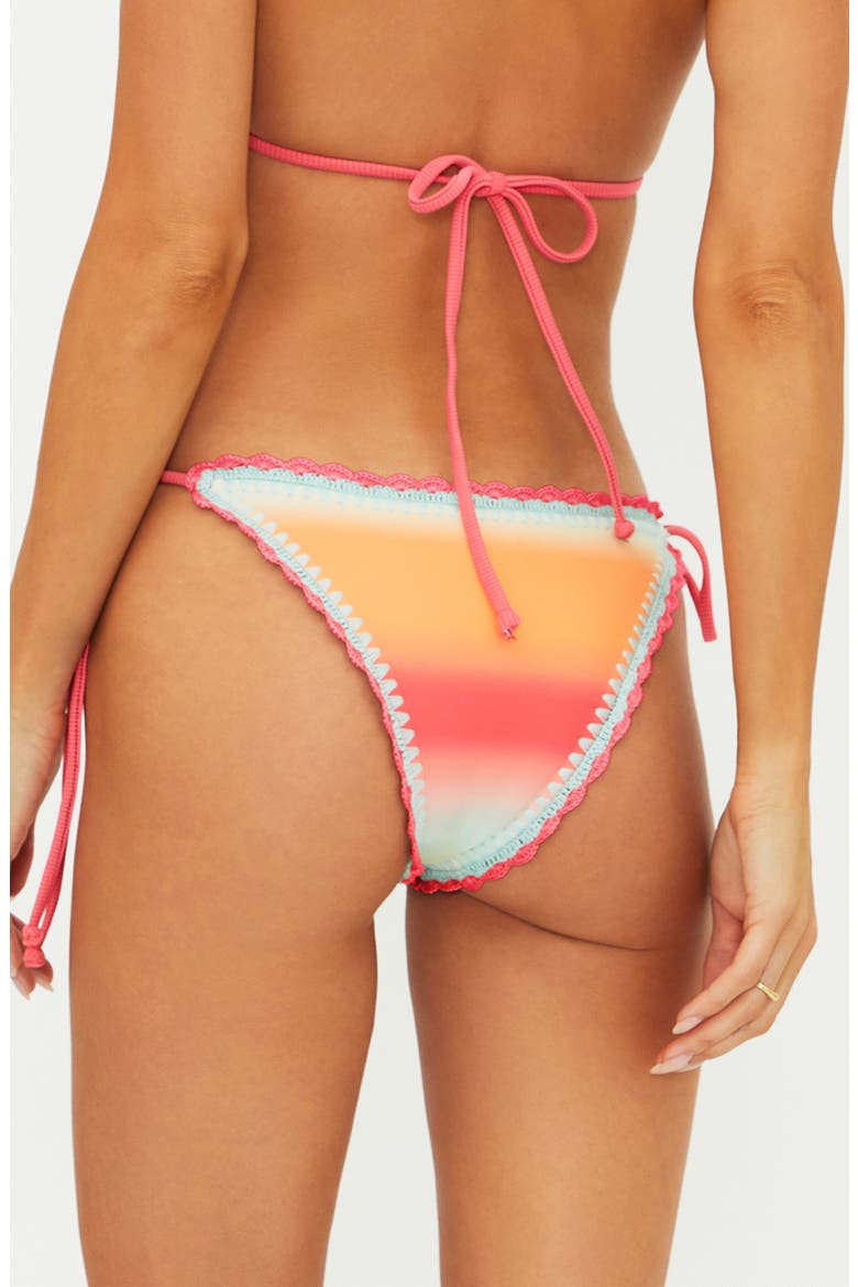 Soleil Crochet Side Tie Bikini Bottoms, Alternate, color, GUAVA JELLY OMBRE