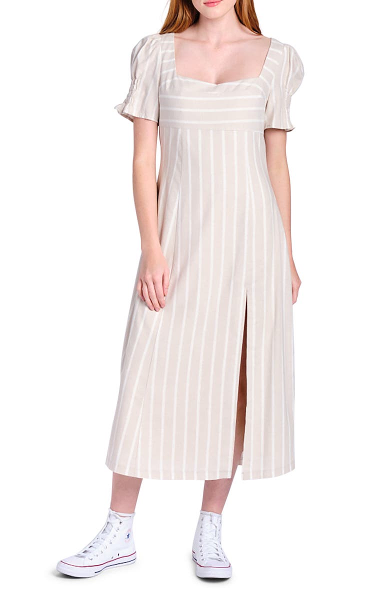 En Saison Stripe Linen Blend Midi Dress, Alternate, color, 