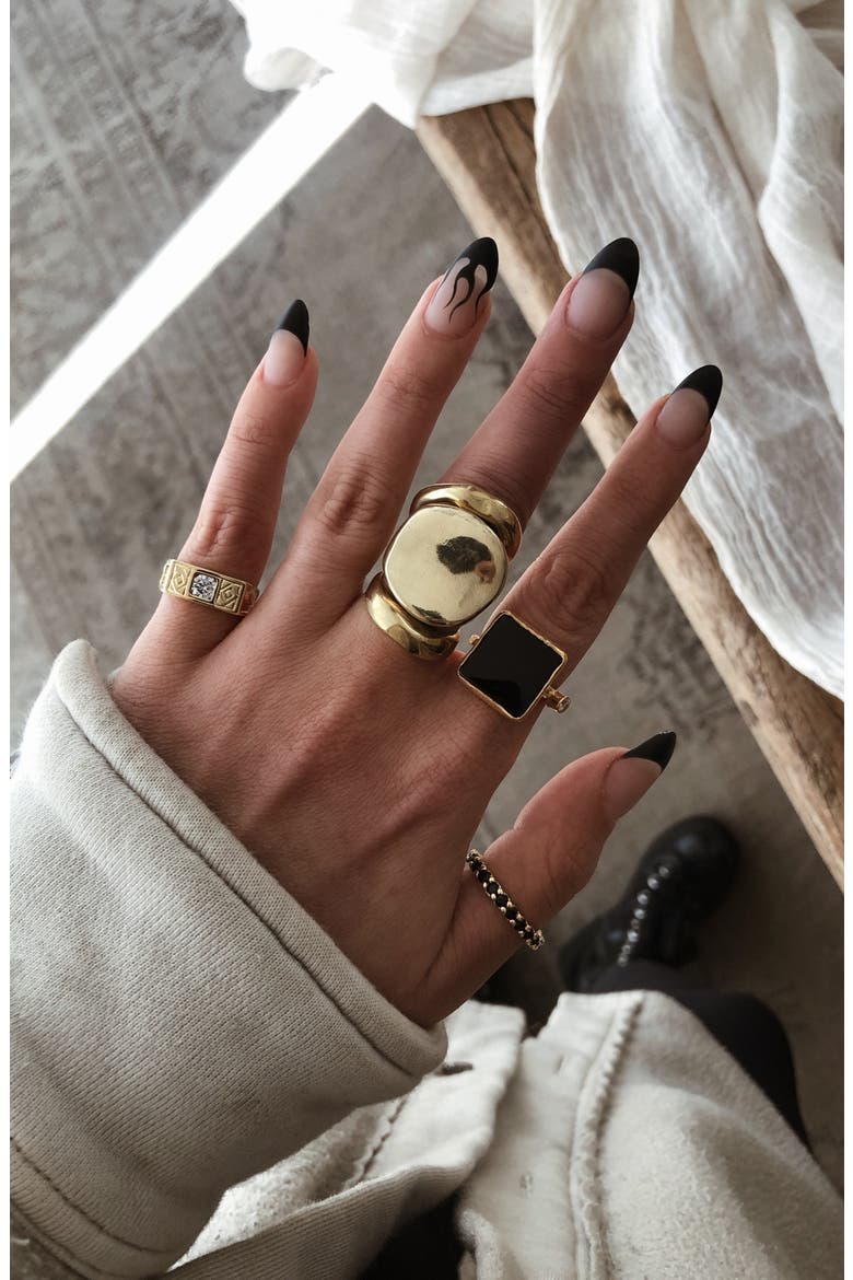 Odessa Black Stone Ring, Alternate, color, GOLD/ BLACK