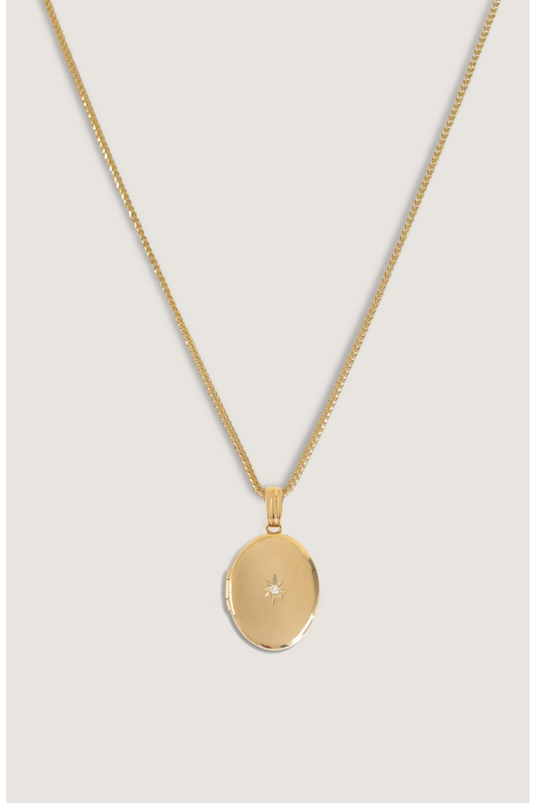 Maison Oval Locket Necklace Diamond, Alternate, color, Gold - Micro Rolo Chain