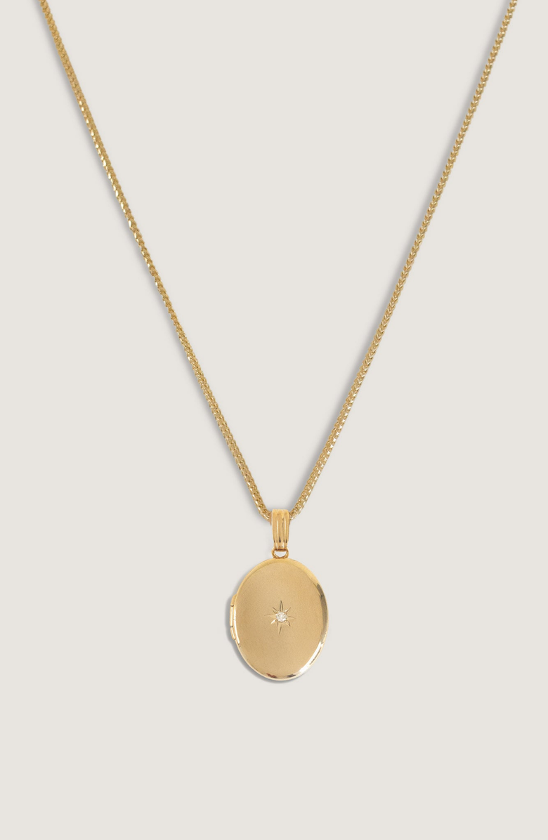 Kinn Maison Oval Locket Necklace Diamond, Alternate, color, Gold - Micro Rolo Chain