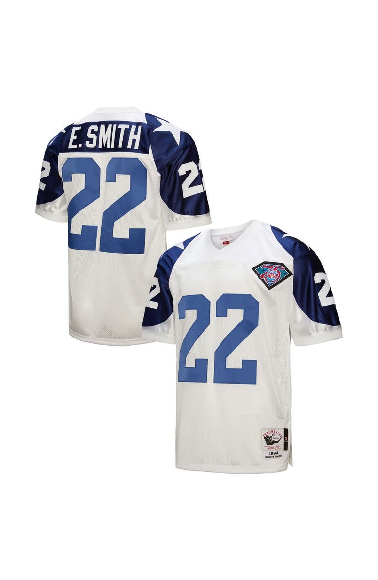Mitchell & Ness Men's Mitchell & Ness Emmitt Smith White Dallas Cowboys 1994 Authentic Throwback Retired Player Jersey, Main, color, White