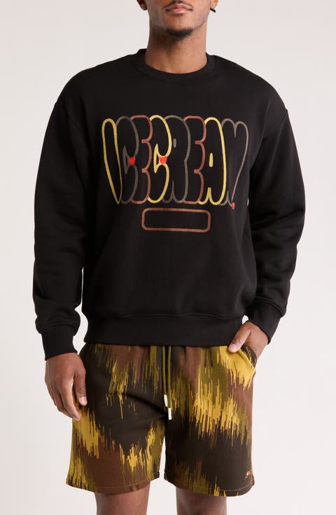 Camo Letters Cotton French Terry Graphic Sweatshirt