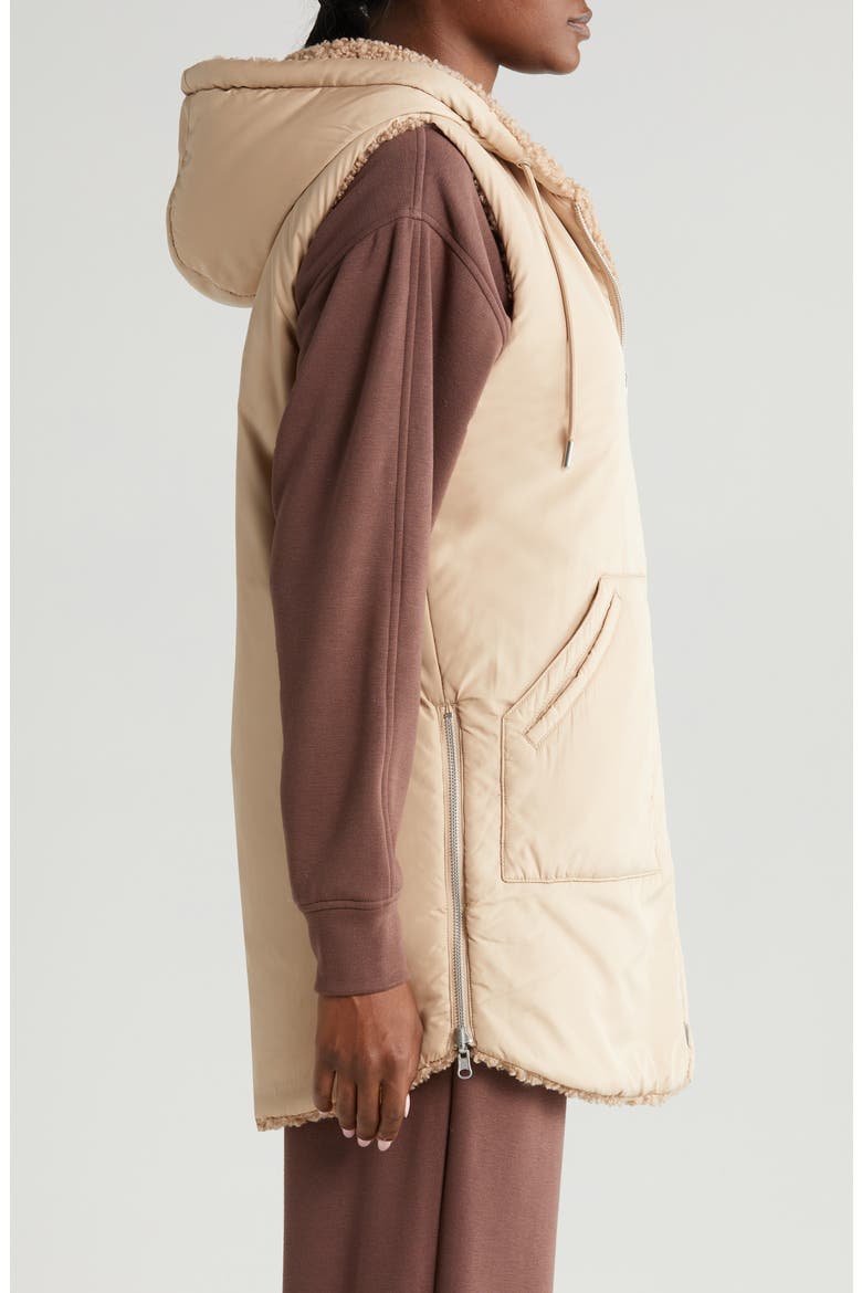 Cozy Insulated Hooded Faux Shearling Reversible Vest, Alternate, color, TAN TAUPE
