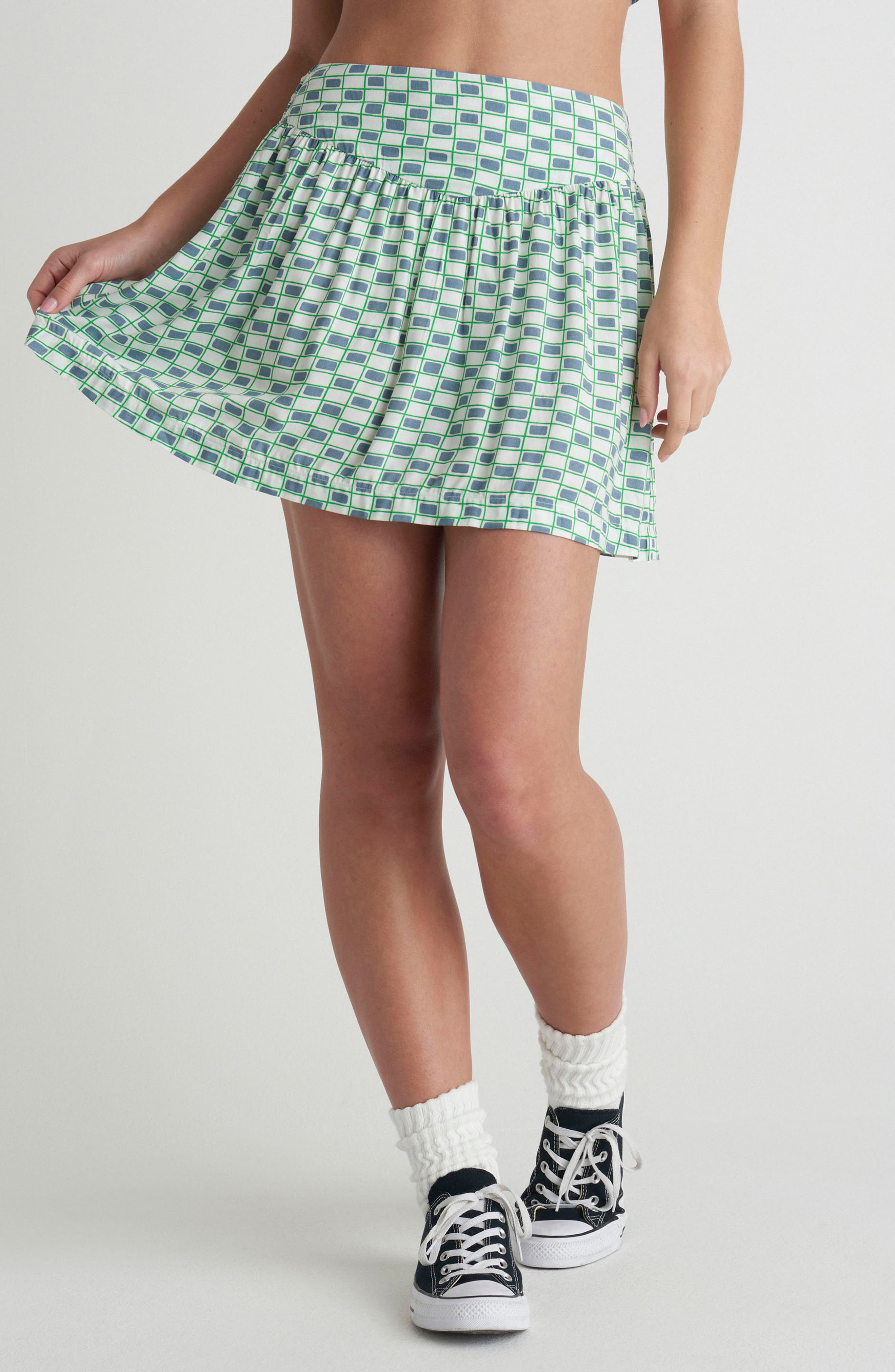 Hurley Venice Check Print Miniskirt