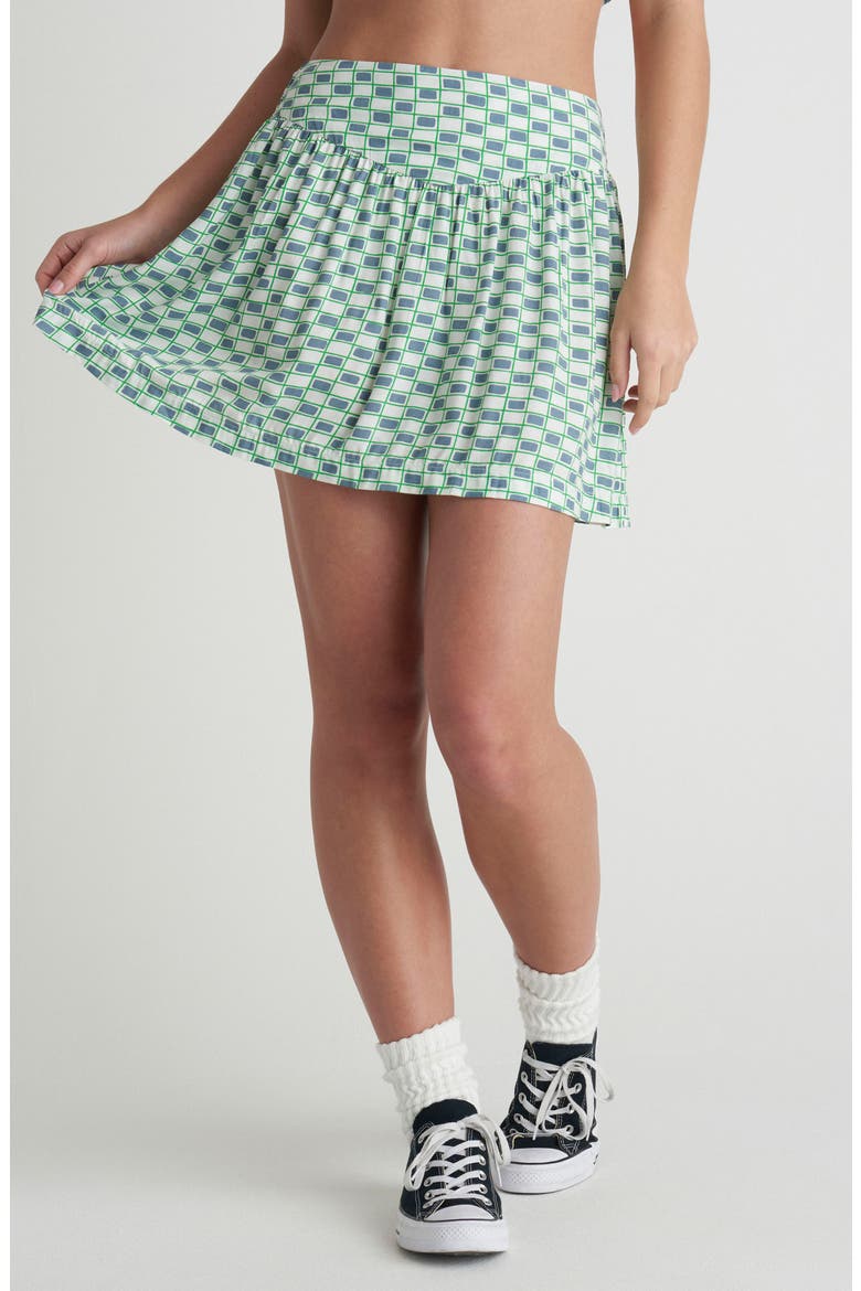 Venice Check Print Miniskirt, Main, color, WINDWARD BLUE