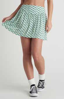 Hurley Venice Check Print Miniskirt