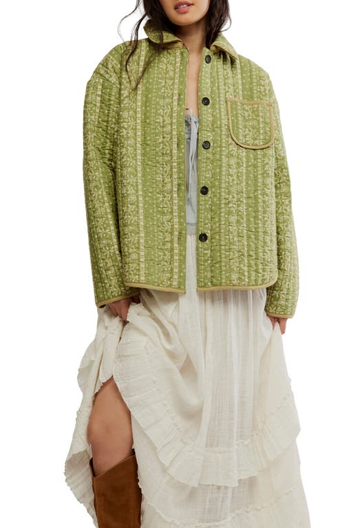 Free People Alexie Print Boxy Quilted Jacket In Green