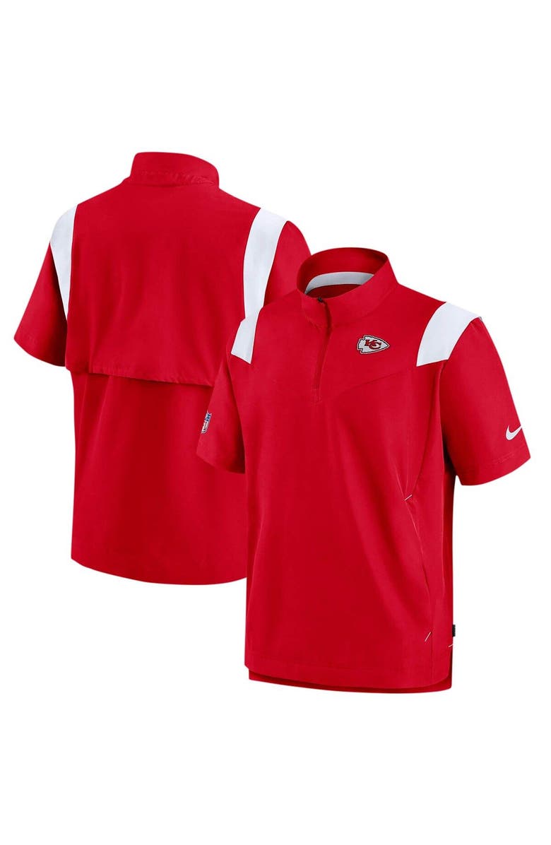 Nike Men's Nike Red Kansas City Chiefs Sideline Coaches Short Sleeve Quarter-Zip Jacket, Main, color,