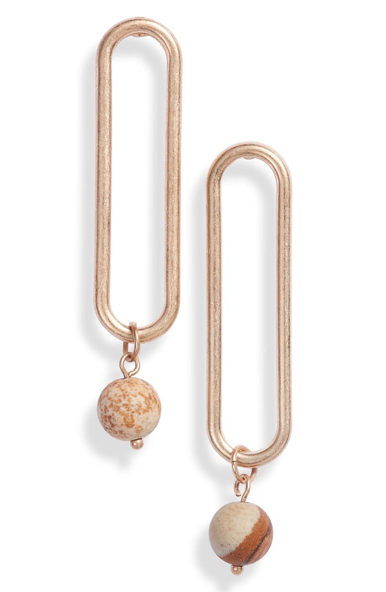 AREA STARS Clip Jasper Drop Earrings, Main, color, 