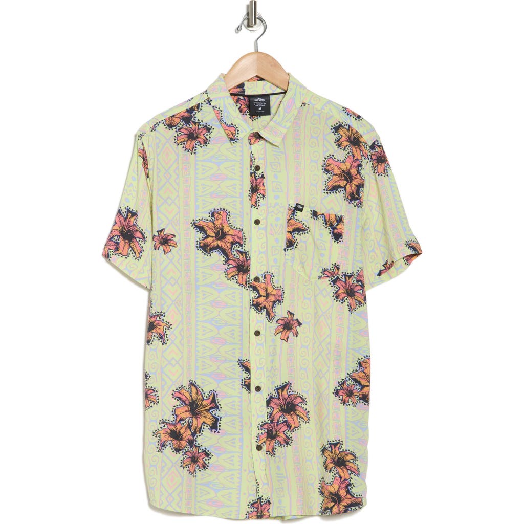 Rip Curl Max Energy Short Sleeve Button-up Shirt In Lime Wash