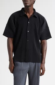 Homme Plissé Issey Miyake Monthly Colors July Pleated Short Sleeve Button-Up Shirt