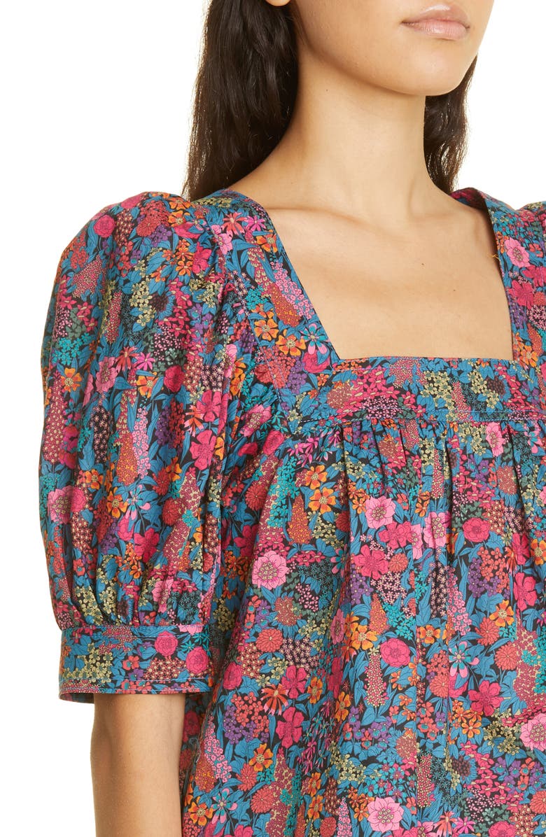 Smythe Floral Square Neck Cotton Top, Alternate, color,